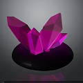 Decorative Wooden Crystal Like Pink Sculptures On Stone Base With Reflection