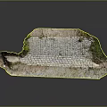 Long Strip Terrain Model With Grid Surface And Green Vegetation Edges 3d model