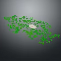 Green Clover Shapes Surrounding White Small Square on Gray Background