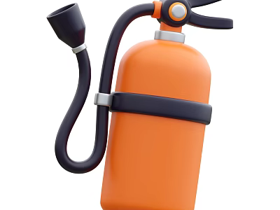 Orange Fire Extinguisher With Black Hose Handle For Fire Safety Emergency Use 3d model