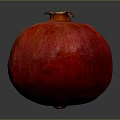 Fresh Juicy Ripe Red Pomegranate With Smooth Glossy Surface On Neutral Gray Background