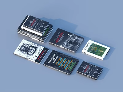 Various Designed Books and Magazines Stacked with Colorful Cover Art and Layouts 3d model