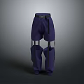 Dark Blue Utility Pants With Adjustable Waist Belt And Side Cargo Pockets