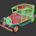 Vintage Red Car With Black Roof Classic Body Design On Reflective Surface