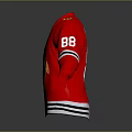 Red Hockey Jersey With Team Logo And Striped Sleeves White Black Trim