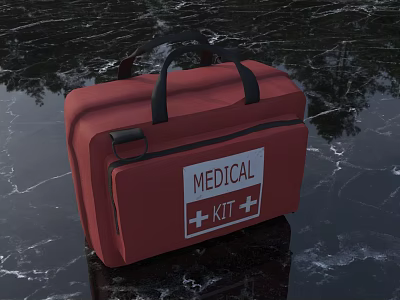 Red Medical Emergency Kit Bag With White Label And Cross Symbol Design 3d model