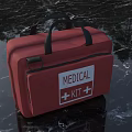 Red Medical Emergency Kit Bag With White Label And Cross Symbol Design