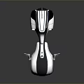 Sleek Futuristic Motorcycle With Metallic Body And Unique Aerodynamic Wheel Design
