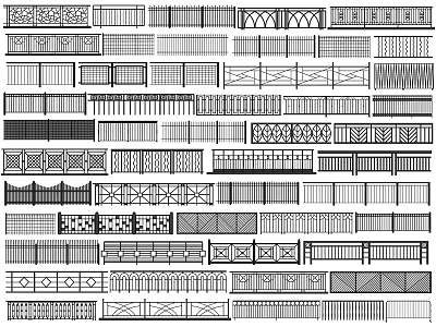 Various Decorative Fence Designs With Different Patterns And Architectural Styles 3d model