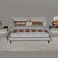 3 double bed with bedside backrest floor-to-ceiling bed 3d model