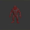 Gray Muscular Roaring Game and Movie Character in Standing Pose With Shadow