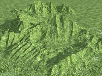 Natural Park Landscape With Green Hills Covered In Lush Grass 3d model