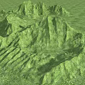 Natural Park Landscape With Green Hills Covered In Lush Grass