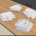 White Towels Neatly Folded on Wooden Surface Soft and Absorbent for Daily Use