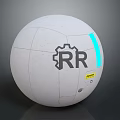 Cosmic White Spherical Spacecraft With RR Logo Gear Symbol And Blue Light Strip