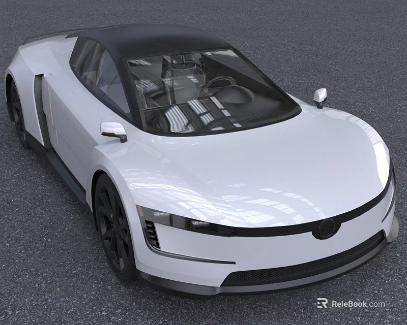 White Modern Sports Car With Sleek Exterior Design 3d model 