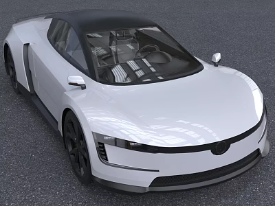 White Modern Sports Car With Sleek Exterior Design 3d model