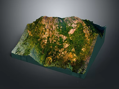 Natural Mountain Landscape Model Featuring Green Vegetation And Rocky Terrain 3d model