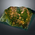 Natural Mountain Landscape Model Featuring Green Vegetation And Rocky Terrain