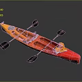 Orange and Red Kayak with Paddles Seat and Storage Bag for Water Activities