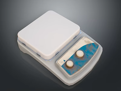 Electronic Digital Scale With White Square Platform Control Panel Knobs And Display Screen 3d model