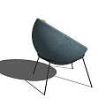 Accent Chair With Woven Blue Design Green Backrest And Orange Seat Cushion Black Metal Legs