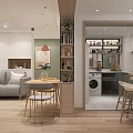 Modern Open Living Dining Room With Gray Sofa Dining Table Plants And Wooden Floor
