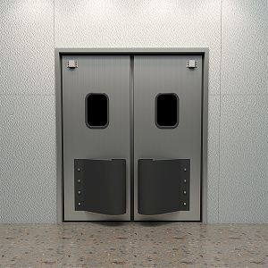 Modern double-door anti-collision door 3d model