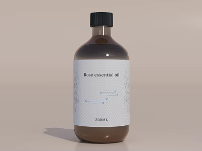 Bottle Of Rose Essential Oil With 200ML Capacity 3d model
