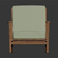 Modern Single Sofa With Wooden Frame And Light Green Cushion Design