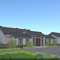 Traditional Chinese Detached Villa Exterior With Grey Tiles White Walls And Courtyard Garden Greenery