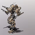 Armored Military Robot Character With Mechanical Joints And Multiple Combat Weapons 3d model