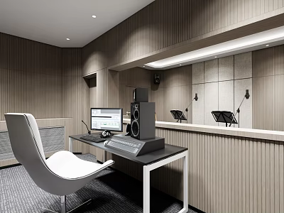 Modern KTV Interior Design With Audio Equipment And Microphone Setup 3d model
