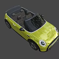 Yellow Mini Convertible Car With Open Top Black Wheels And Round Headlights