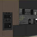 Modern Wooden Black Sideboard Design With Lighting Storage And Decorative Items