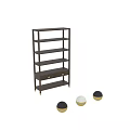 Stylish Wooden Shelving Unit With Multitiered Shelves And Drawer With Metal Accents