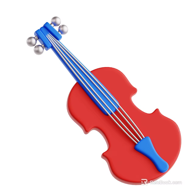 Red Blue Violin Shaped Art Supplies With Silver Balls For Kids Creative Painting 3d model 