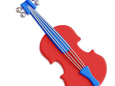 Red Blue Violin Shaped Art Supplies With Silver Balls For Kids Creative Painting 3d model