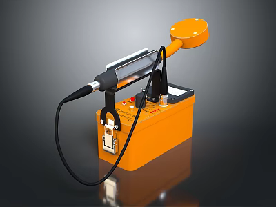 Orange Portable Metal Detector With Probe And Control Box Device 3d model