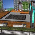 Residential Landscape With Multi Story Building Rooftop Greenery And Parking Area