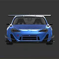 Blue Sports Car With Black Rear Wing Gold Wheels And Sporty Body Kit