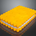 Yellow Square Sandwich Cookies With White Filling And Round Edges On Black Surface