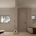 Modern Minimalist Hotel Room Interior With Bed Sofa And Natural Light Through Windows