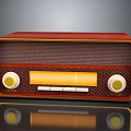 Vintage Red Radio With Retro Grille Front Yellow Dial Display And Round Knobs
