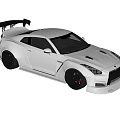 White Modified Sports Car With Large Rear Spoiler Black Wheels And Aerodynamic Design