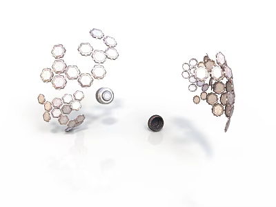Modern Elegant Geometric Earrings With Metal Petal Shapes And Crystal Accents 3d model