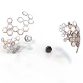 Modern Elegant Geometric Earrings With Metal Petal Shapes And Crystal Accents