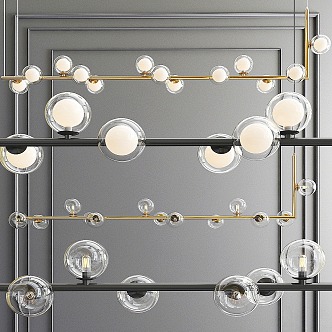 Modern Bulb Metal Chandelier 3d model