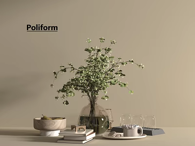 Modern Minimalist Ornaments Combination Modern Decorative Ornaments Floriculture Books Cafe 3d model