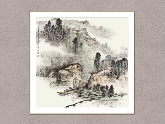 Decorative Painting Miao Xiang Qiuyi Lu Xingtang Landscape Painting 3d model